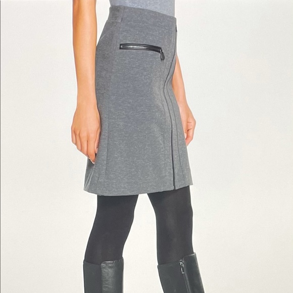NWT WHBM Zipper Gray Ponte Stretch Mini Skirt 4 - Picture 2 of 16